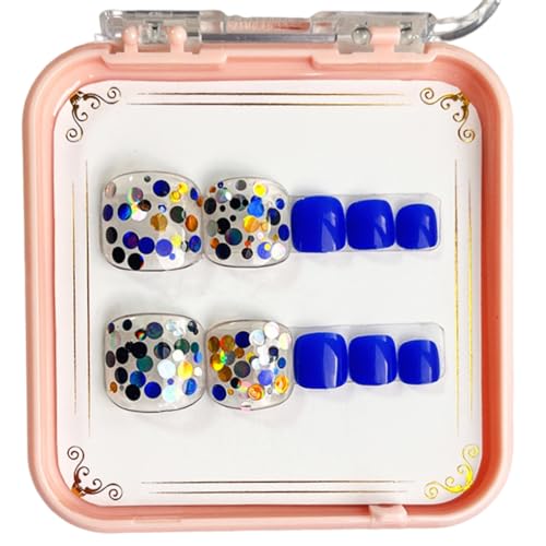 French Tip Press on Toenails Eye Catching Short Square False Toe Nails Toenails Press on Nails for Women Girls von AIRHSKWI