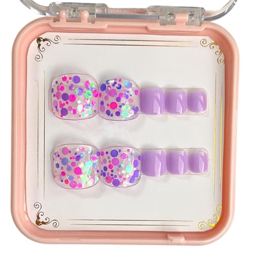 French Tip Press on Toenails Eye Catching Short Square False Toe Nails Toenails Press on Nails for Women Girls von AIRHSKWI