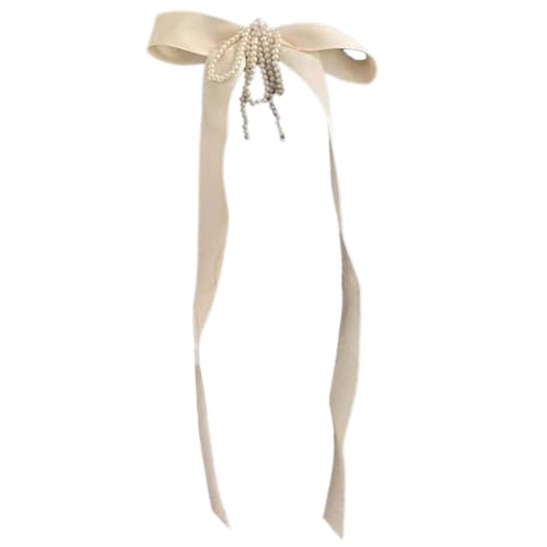 Haarschleifen, lange Haarschleifen, Satin-Haarnadel, Quasten, Haarbänder mit Perlen für Frauen und Mädchen, süßes Haarnadel-Zubehör von AIRHSKWI