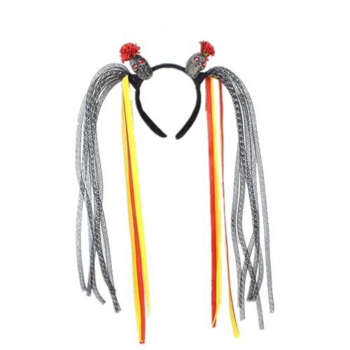 Halloween-Totenkopf-Stirnband mit schwarzen Rosen-Details, Cosplay-Kopfschmuck, Haarschmuck für Party-Kostüm-Zubehör von AIRHSKWI