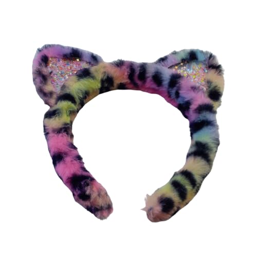 Leopardenmuster Haarreif Katzenohren Form Stirnbänder Halloween Cosplay Kopfschmuck für Halloween Cosplay von AIRHSKWI
