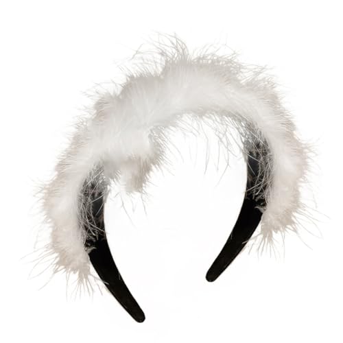 Luxuriöses, weiches gefiedertes Haarteil, Kopfbedeckung, verstellbares Stirnband für Weihnachten, Festivals, Auftritte und Partys von AIRHSKWI