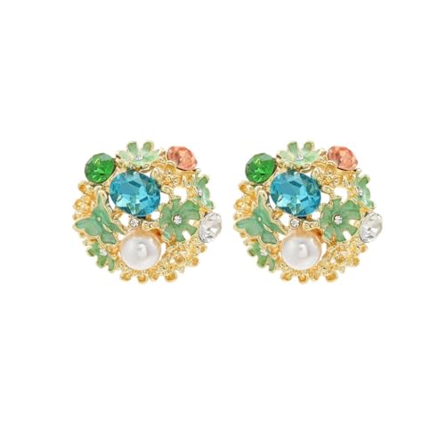 Modische Blumen-Ohrstecker aus Legierung mit Strasssteinen, leicht und bequem, Ohr-Accessoire für den täglichen Gebrauch, Metall Modische Blumen-Ohrstecker aus Legierung mit Strasssteinen, leicht und bequem, Ohr-Accessoire für den täglichen Gebrauch, Metall von AIRHSKWI