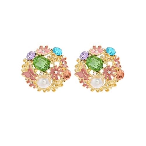 Modische Blumen-Ohrstecker aus Legierung mit Strasssteinen, leicht und bequem, Ohr-Accessoire für den täglichen Gebrauch, Metall Modische Blumen-Ohrstecker aus Legierung mit Strasssteinen, leicht und bequem, Ohr-Accessoire für den täglichen Gebrauch, Metall von AIRHSKWI
