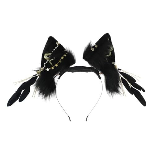 Moveable Wolf Ear Hairhoop for Roleplay Cosplay Costume Headband Halloween Headpieces Japanese Anime Dynamic Hairband von AIRHSKWI