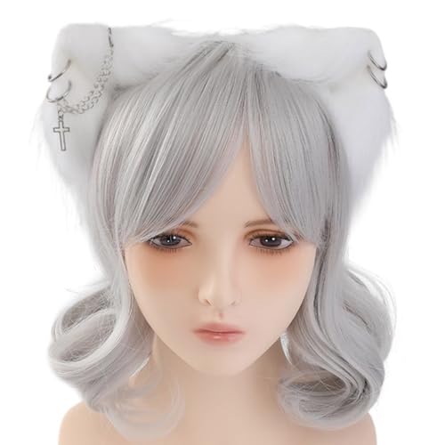 Wolf Kätzchen Cosplay Kopfbedeckung Party Kätzchen Stirnbänder mit Ohrringen Animation Haarreifen für Live Show Rollenspiele von AIRHSKWI