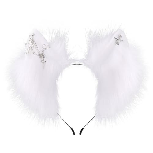 Wolf Kätzchen Cosplay Kopfbedeckung Party Kätzchen Stirnbänder mit Ohrringen Animation Haarreifen für Live Show Rollenspiele von AIRHSKWI