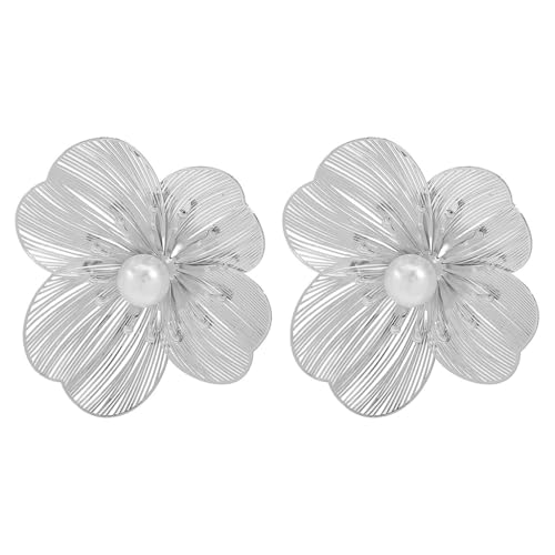 Zarte Blumen-Ohrstecker aus robuster Legierung mit allergieresistenten Behandlungen für hohen Tragekomfort, Computerfolie + Imitationsperlen von AIRHSKWI