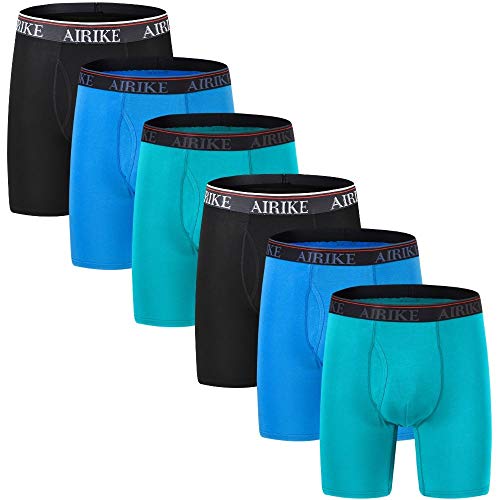 AIRIKE Boxershorts für Herren, langes Bein, weicher Bambus, schwarz, große Größe und hohe Unterhose - - 4X-Large von AIRIKE