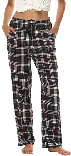 AIRIKE Damen Pyjamahose Warm Lang Baumwolle Weich Schlafanzughose Kariert Winter Nachtwäsche Freizeithose No.3755 M von AIRIKE