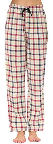 AIRIKE Damen Pyjamahose Warm Lang Baumwolle Weich Schlafanzughose Kariert Winter Nachtwäsche Freizeithose No.3761 L von AIRIKE