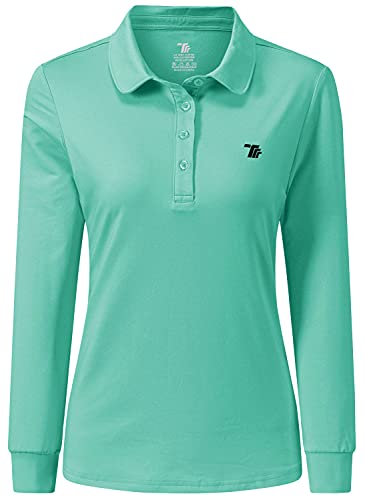 AIRIKE Golf-Polo-Shirts für Damen, langärmelig, bunt, schnelltrocknend, Arbeitskleidung und Aktivkleidung, Sportbekleidung für Damen, Green3, Mittel von AIRIKE