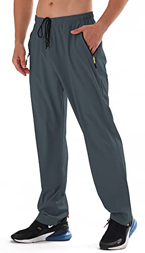 AIRIKE Herren-Wanderhose mit elastischer Taille, wasserabweisend, schnell trocknend, leicht, Outdoor-Sweathose mit Reißverschlusstaschen, Marineblau, 3XL von AIRIKE