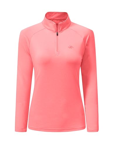 AIRIKE Langarm-Golf-Polo-Shirts für Frauen Stehkragen Thermo-Fleece Damen Tank Top, Pink, X-Groß von AIRIKE