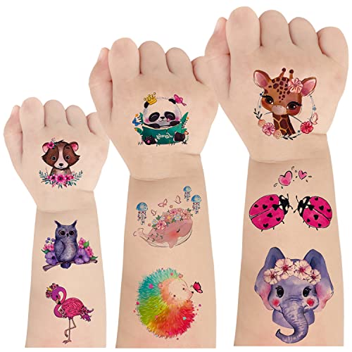 Tiere Tattoo Kinder 10 Blätter Groß Süße Mix Tiere Kinder Tattoo, Geburtstag Party Tattoo für Mädchen Jungen, Temporäre Tattoos Kinder, Hautfreundlich Tattoo Aufkleber Kinder, Geschenke für Kinder von AIRNOGO