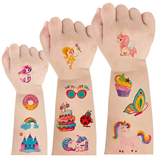 Tattoo Kinder 50 Blätter Kinder Tattoo Mädchen, Hautfreundliche Tattoos Set Kinder, Temporäre Tattoos Kinder, Wasserfester Tattoo Aufkleber Kinder für Mitgebsel Kindergeburtstag Party Festival usw von AIRNOGO