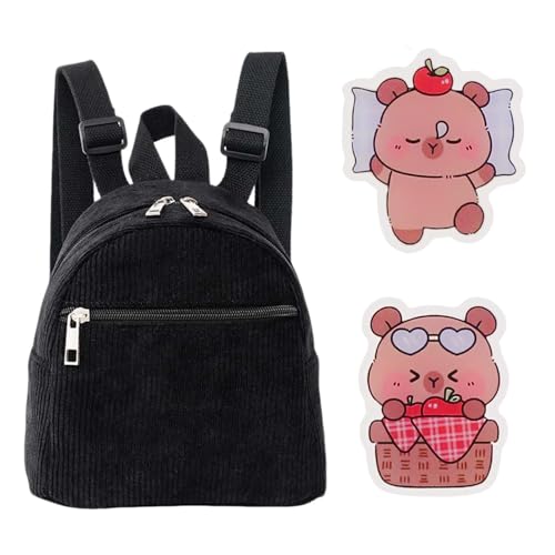 1 -Teiliges Cord -Rucksack Und 2 Stück Dekorative Abzeichen, Mini -Rucksack, Freizeitstasche, Süße Umhängetasche. von AIRTILY