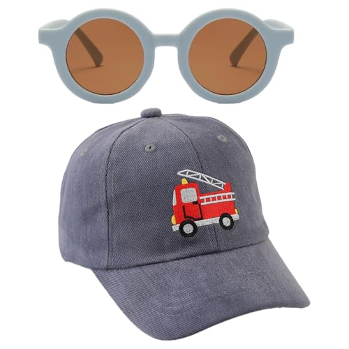 AIRTILY 1 Stück Feuerwehrwagen, 1 Stück Sonnenbrille, Niedlicher Und Lustiger Baseballhut, Sonnenschutzhut Im Freien, Kinderbetreuung. von AIRTILY