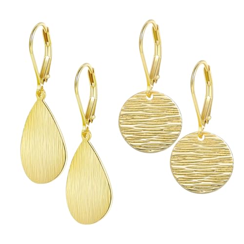 AIRTILY 2 Paar Geometrische Drapierte Ohrringe, Gehämmerte Scheibenohrringe, Einfache Modeohrringe, Damenschmuckzubehör, Metallwindohrringe. von AIRTILY