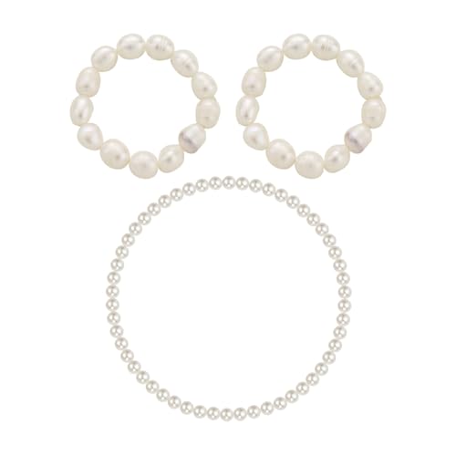 AIRTILY 2 Stück Perlenohrringe, 1 Stück Perlenarmband, Modische Persönlichkeitsohrringe, Einkaufstrend-Accessoires, Einfache Pendlerarmbänder, Handdekorationen. von AIRTILY