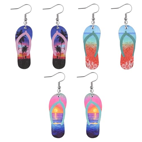 AIRTILY 3 Paar Hawaiianische Flip-Flops-Ohrringe, Lustige Persönlichkeitsohrringe, Sommerferienschmuck, Strandpartydekoration. von AIRTILY