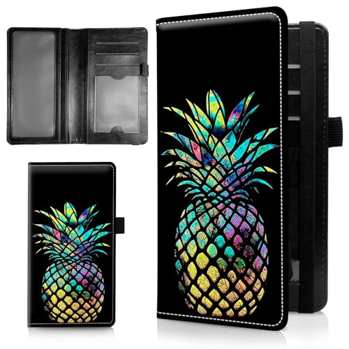 AIRWEE Schlanke Scheckbuchhülle für Damen, RFID-blockierend, PU-Leder, Scheckbuch-Brieftasche mit Kartenfächern, Stifthalter, Bifold Durable Scheckbuch-Register und Abdeckung für Geldbörse, Ananas von AIRWEE