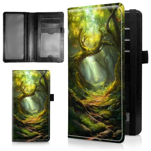 AIRWEE Schlanke Scheckbuchhülle für Damen, RFID-blockierend, PU-Leder, Scheckbuch-Brieftasche mit Kartenfächern, Stifthalter, Bifold Durable Scheckbuch-Register und Hülle für Geldbörse, A3, Grün/Wald von AIRWEE