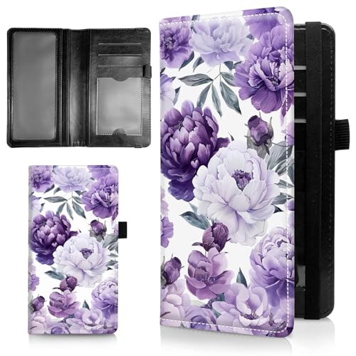 AIRWEE Schlanke Scheckbuchhülle für Damen, RFID-blockierend, PU-Leder, Scheckbuch-Geldbörse mit Kartenfächern, Stifthalter, Bifold Durable Scheckbuch-Register und Abdeckung für Geldbörse, Lila von AIRWEE