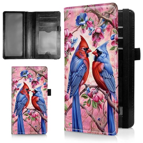 AIRWEE Schlanke Scheckbuchhülle für Damen, RFID-blockierendes PU-Leder, Scheckbuch-Brieftasche mit Kartenfächern, Stifthalter, Bifold Durable Scheckbuch-Register und Abdeckung für Geldbörse, Love Bird von AIRWEE