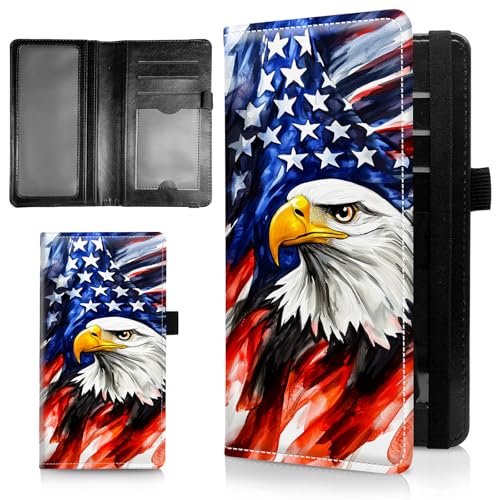 AIRWEE Schlanke Scheckbuchhülle für Damen, RFID-blockierendes PU-Leder, Scheckbuch-Geldbörse mit Kartenfächern, Stifthalter, Bifold Durable Scheckbuch-Register und Abdeckung für Geldbörse, Flagge von AIRWEE