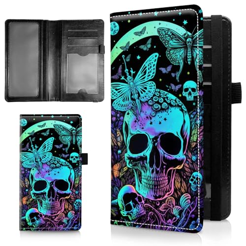 AIRWEE Schlanke Scheckbuchhülle für Damen, RFID-blockierendes PU-Leder, Scheckbuch-Geldbörse mit Kartenfächern, Stifthalter, Bifold Durable Scheckbuch-Register und Abdeckung für Geldbörse, Mond von AIRWEE