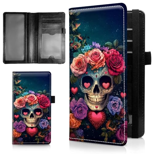 AIRWEE Schlanke Scheckbuchhülle für Damen, RFID-blockierendes PU-Leder, Scheckbuch-Geldbörse mit Kartenfächern, Stifthalter, Bifold Durable Scheckbuch-Register und Abdeckung für Geldbörse, Rose Skull AIRWEE Schlanke Scheckbuchhülle für Damen, RFID-blockierendes PU-Leder, Scheckbuch-Geldbörse mit Kartenfächern, Stifthalter, Bifold Durable Scheckbuch-Register und Abdeckung für Geldbörse, Rose Skull von AIRWEE