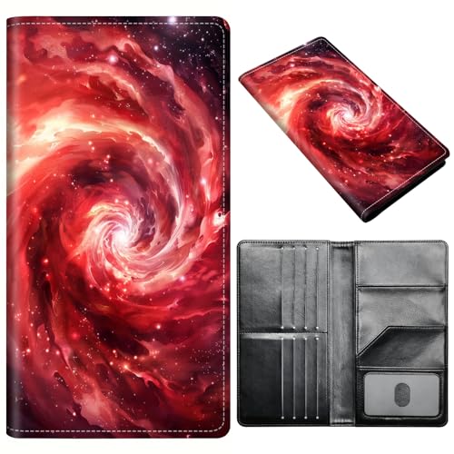 Reisepasshülle für Damen und Herren, RFID-blockierend, Diebstahlschutz, PU-Leder, tragbare Reisebrieftasche, Reisebrieftasche, Reisepasshülle mit Kreditkartenfächern, schlanke Reisepasshülle, A4, Red von AIRWEE