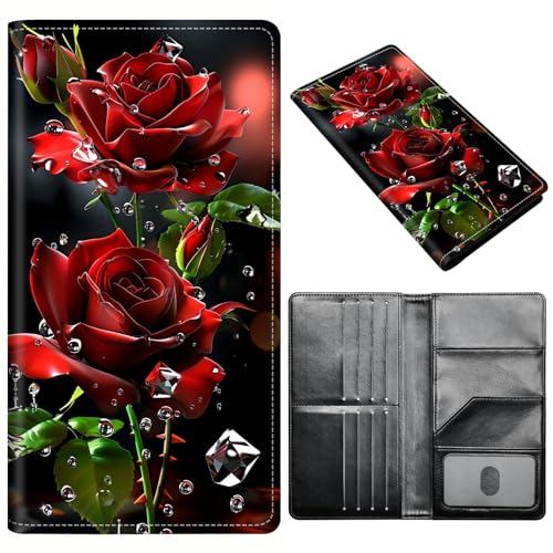 Reisepasshülle für Damen und Herren, RFID-blockierend, Diebstahlschutz, PU-Leder, tragbare Reisebrieftasche, Reisebrieftasche, Reisepasshülle mit Kreditkartenfächern, schlanke Reisepasshülle, A2 von AIRWEE