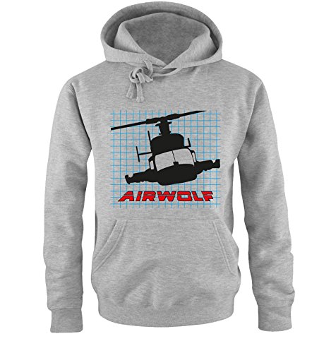 AIRWOLF - Logo VI - Herren Hoodie - Grau/Schwarz-Rot-Blau Gr. XXL von AIRWOLF