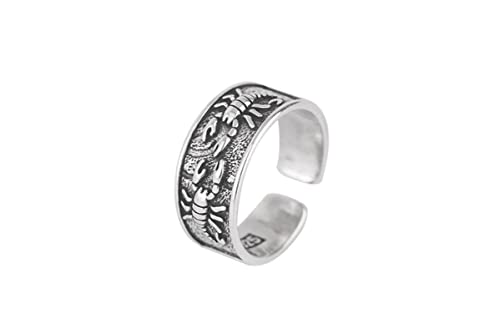 AISHFP Ringe Herren Mädchen, Offener Ring aus Sterlingsilber für Damen, Skorpion-König-Muster, Hip-Hop-Fingerschmuck für Herren AISHFP Ringe Herren Mädchen, Offener Ring aus Sterlingsilber für Damen, Skorpion-König-Muster, Hip-Hop-Fingerschmuck für Herren von AISHFP