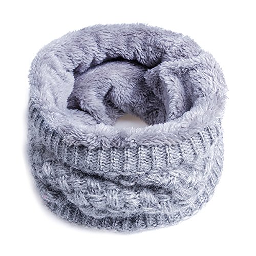 AISHNE Winter Loop Schal Damen Schlauchschal Rundschal Herren Loopshal Mit Pelz Wolle Schals Warme,Grau von AISHNE