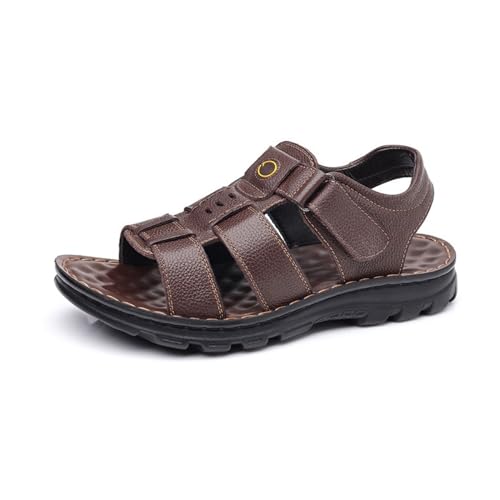 AISHULEI Sommersandalen Herren Leder Strand Wandersandale Trekkingsandalen Sandalen Herren Leder Offen Sport Outdoor Pool Wasser Atmungsaktive Sandale (Farbe : Brown, Größe : 38 EU) von AISHULEI