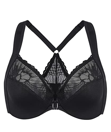 AISILIN BH Damen mit Bügel Vorderverschluss Racerback Spitze ohne Polster Große Größen Schwarz 80F AISILIN BH Damen mit Bügel Vorderverschluss Racerback Spitze ohne Polster Große Größen Schwarz 80F von AISILIN