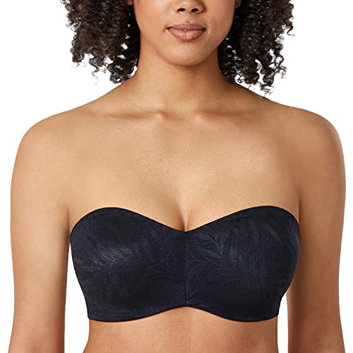 AISILIN Damen Trägerloser BH Große Größen Minimizer Bandeau BH mit Bügel Spitze Multiway Ungefüttert Schwarz 80B von AISILIN