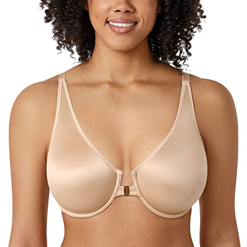 AISILIN Damen BH Vorderverschluss Nahtlos Ungefütterter Bügel Große Größen Beige 80D von AISILIN