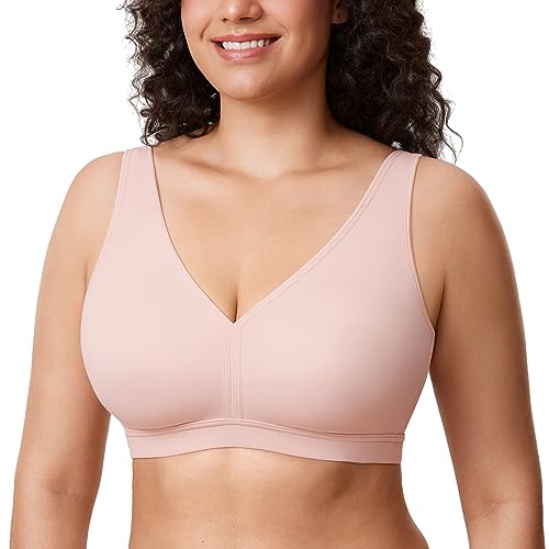 AISILIN Damen BH ohne Bügel Große Größen Comfy Schlaf BHS Vollschalen Soft Bequemer Nacktes Rosa 100D von AISILIN