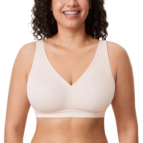 AISILIN Damen BH ohne Bügel Große Größen Comfy Schlaf BHS Vollschalen Soft Bequemer Rose White 105E von AISILIN