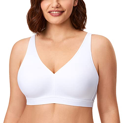 AISILIN Damen BH ohne Bügel Große Größen Comfy Schlaf BHS Vollschalen Soft Bequemer Weiss 100C von AISILIN