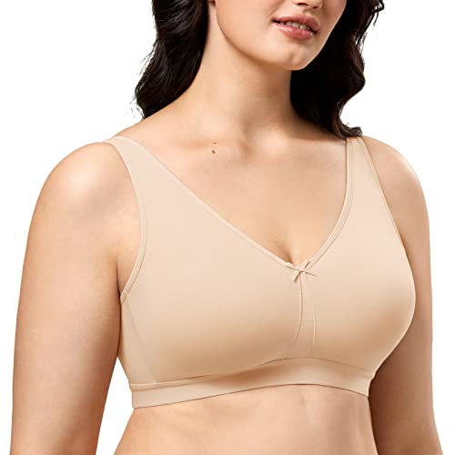 AISILIN Damen BH ohne Bügel Große Größen Ungepolsterter Vollschalen aus Baumwolle Beige 105F von AISILIN