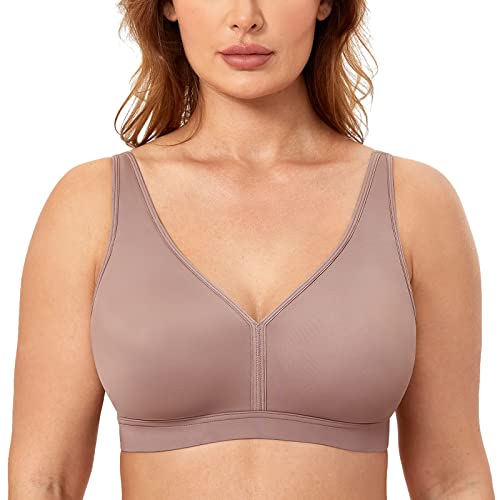AISILIN Damen BH ohne Bügel Große Größen Comfy Schlaf BHS Vollschalen Soft Bequemer Mochaccino 85C von AISILIN