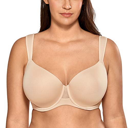 AISILIN BH Damen mit Bügel Große Brüste T-Shirt Leicht Gefüttert Nahtlosen Cups Beige 80D von AISILIN