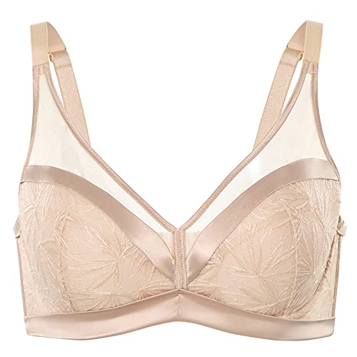 AISILIN Damen Große Größen BH Mit Bügel Spitze Leicht Gepolstert Vollschalen Beige 90B von AISILIN