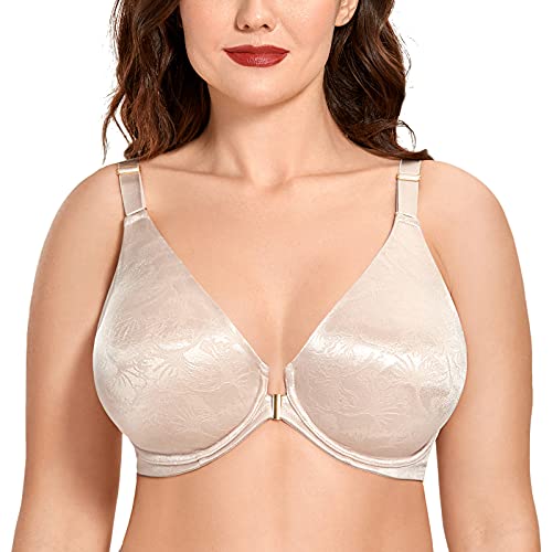 AISILIN Damen Große Größen Vollschalen Bügel Racerback BH Mit Vorderverschluss Beige 95F von AISILIN