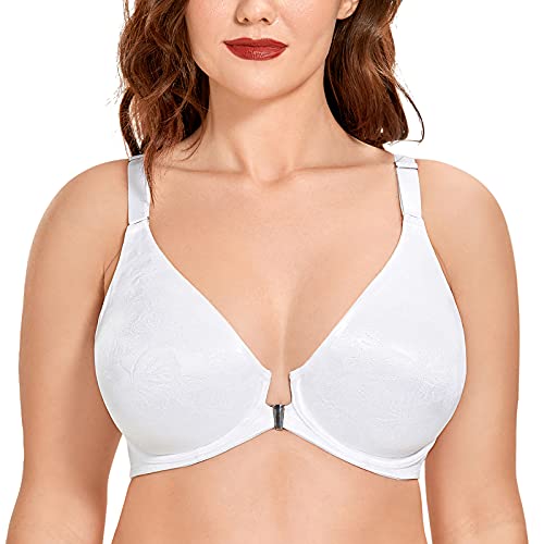 AISILIN Damen Große Größen Vollschalen Bügel Racerback BH Mit Vorderverschluss Weiss 85G von AISILIN